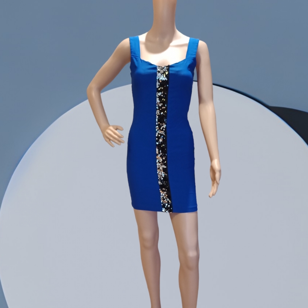 LIMITÉ Women's Royal Blue Sequin Night Bodycon Mini Dress